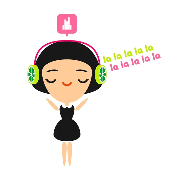 Chica escuchando música en sus auriculares — Archivo Imágenes Vectoriales