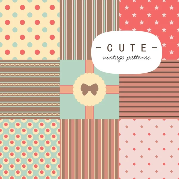 Mignon vintage motifs sans couture ensemble — Image vectorielle