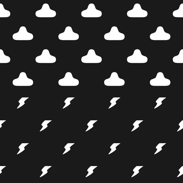 Felhők és a fekete-fehér villám zökkenőmentes minta — Stock Vector