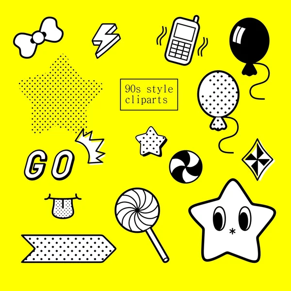 90'lı yılların ilham clipart set tasarımı