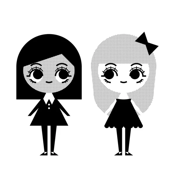 两个女孩在复古风格 — 图库矢量图片
