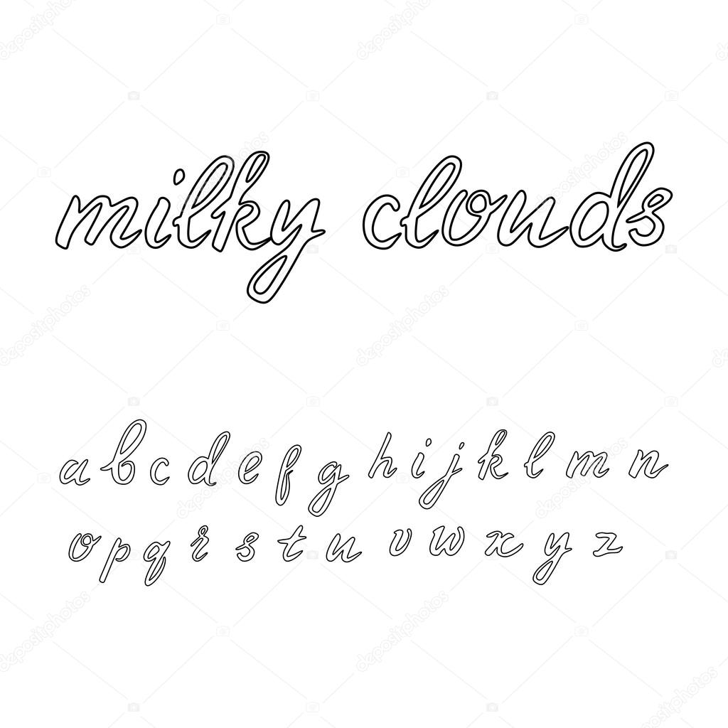 かわいい輪郭を描かれた手書きフォント — ストックベクター © aiymdesign