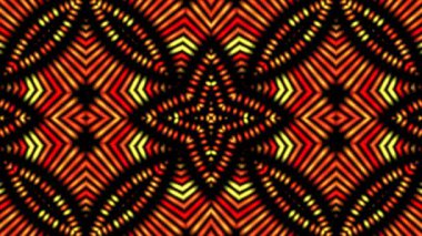 Simetrik Yıldız desenleri ve Parlayan Turuncu-Sarı Geometrik Çizgileriyle Radiant Soyut Mandala