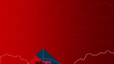 Mutlu Makar Sankranti Uçurtması Kırmızı Arkaplanda Şen Bulutlu Karşılama