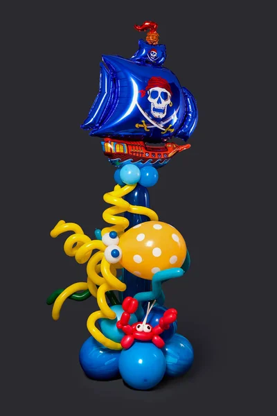 Horizontal Shot Party Balloons Pirate Party Pirate Ship Blue Balloons — Fotografia de Stock