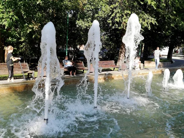 环游俄罗斯 公园里的一个喷泉 — 图库照片