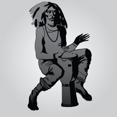 Man playing djembe.