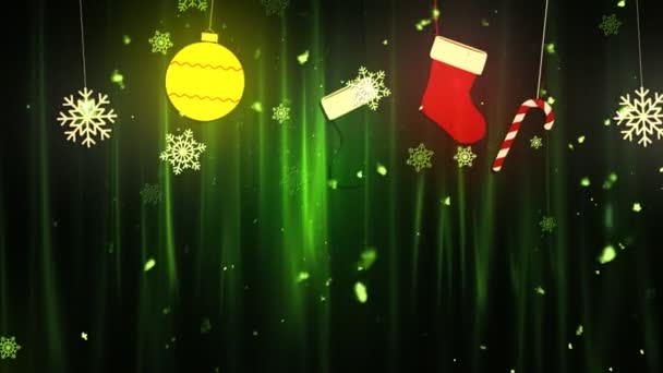 Kerst doek ornamenten 1 loop bare achtergrond — Stockvideo