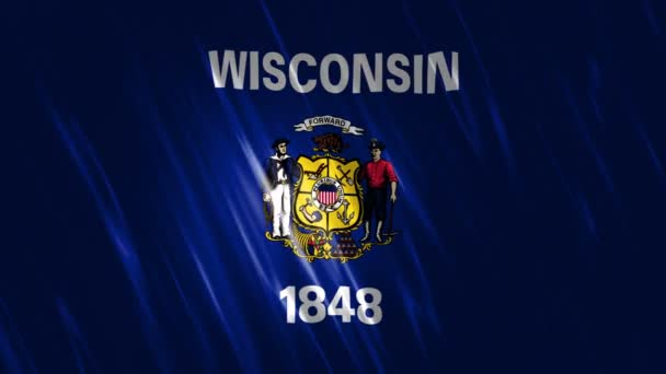 État du Wisconsin Drapeau Loopable — Video