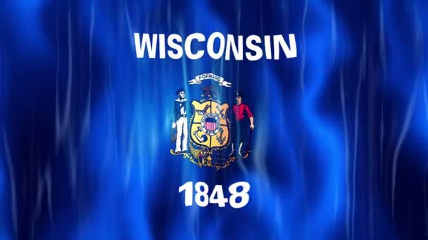 Animation der Flagge des Bundesstaates Wisconsin — Stockvideo