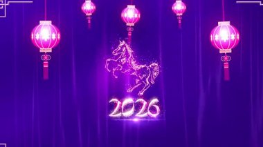 4K Çözünürlük, 3840x2160 Piksel, Çin Yeni Yıl 2026 Dilek Arkaplanı, 2026 At Arkaplan Animasyonu, Çin etkinlikleri, Çin Yeni Yıl Dilekleri, Çin Yeni Yıl Kutlamaları