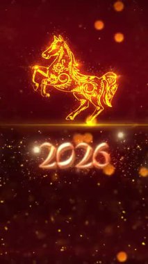 Mobil Dikey 4K Çözünürlük, 2160x3840 Piksel, Çin Yeni Yıl 2026 Dilekler Giriş Açıcı Arkaplanı, 2026 At Arkaplan Animasyonu, Çin etkinlikleri için kullanışlı, Çin Yeni Yıl Dilekleri, Çin Yeni Yıl Kutlamaları