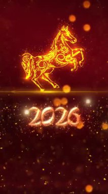 Mobil Dikey 4K Çözünürlük, 2160x3840 Piksel, Çin Yeni Yıl 2026 Dilekler Giriş Açıcı Arkaplanı, 2026 At Arkaplan Animasyonu, Çin etkinlikleri için kullanışlı, Çin Yeni Yıl Dilekleri, Çin Yeni Yıl Kutlamaları
