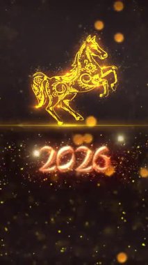 Mobil Dikey 4K Çözünürlük, 2160x3840 Piksel, Çin Yeni Yıl 2026 Dilekler Giriş Açıcı Arkaplanı, 2026 At Arkaplan Animasyonu, Çin etkinlikleri için kullanışlı, Çin Yeni Yıl Dilekleri, Çin Yeni Yıl Kutlamaları