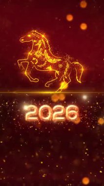 Mobil Dikey 4K Çözünürlük, 2160x3840 Piksel, Çin Yeni Yıl 2026 Dilekler Giriş Açıcı Arkaplanı, 2026 At Arkaplan Animasyonu, Çin etkinlikleri için kullanışlı, Çin Yeni Yıl Dilekleri, Çin Yeni Yıl Kutlamaları