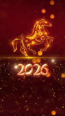 Mobil Dikey 4K Çözünürlük, 2160x3840 Piksel, Çin Yeni Yıl 2026 Dilekler Giriş Açıcı Arkaplanı, 2026 At Arkaplan Animasyonu, Çin etkinlikleri için kullanışlı, Çin Yeni Yıl Dilekleri, Çin Yeni Yıl Kutlamaları