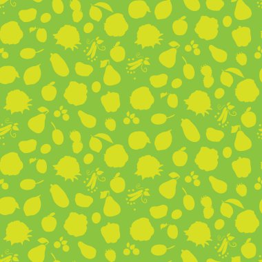 Seamless pattern with different vegetables, fruits and berries. clipart