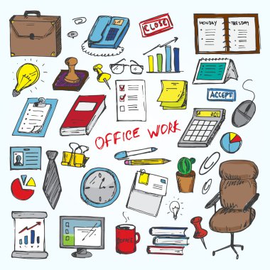 Set of elemets of work in office clipart