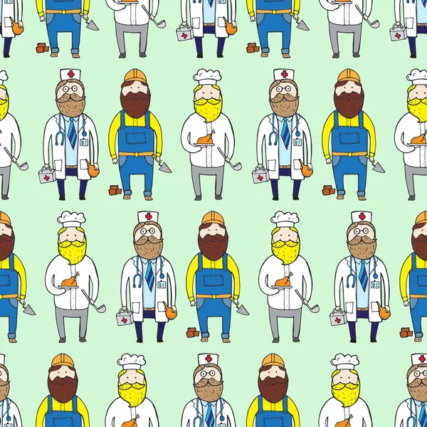 Seamless pattern with people of different professions: chief, do