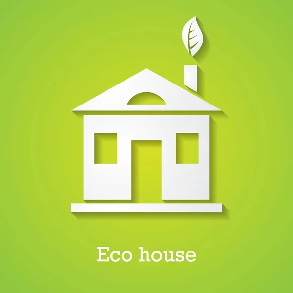 Icon of paper eco house with a shadow — Stock Vector