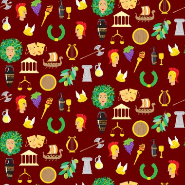 Seamles desen antik Yunan unsurları ile