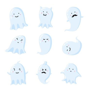 Set of different cute ghosts clipart