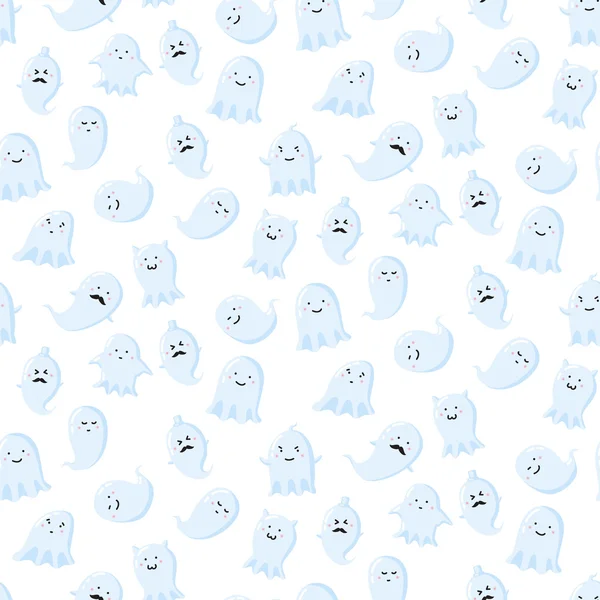 Farklı sevimli hayaletler ile Seamless modeli. Vektör çizim