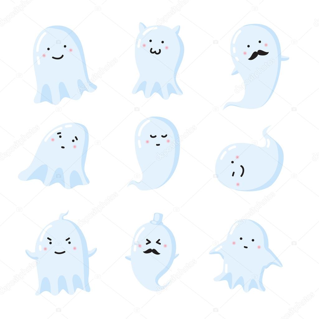 Set of different cute ghosts