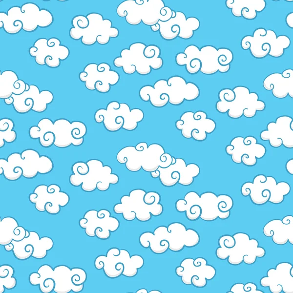 Modèle sans couture avec des nuages blancs dans le ciel — Image vectorielle