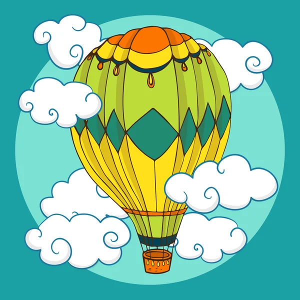 Vintage gekleurd ballon in de wolken — Stockvector