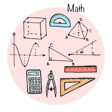 Stydying öğeleri kümesi. Matematik konu. 