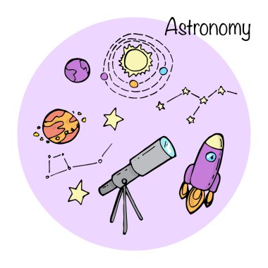 Stydying öğeleri kümesi. Astronomi konu. 