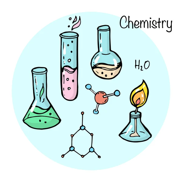 Eine Reihe von Stilelementen. Chemie-Thema. — Stockvektor