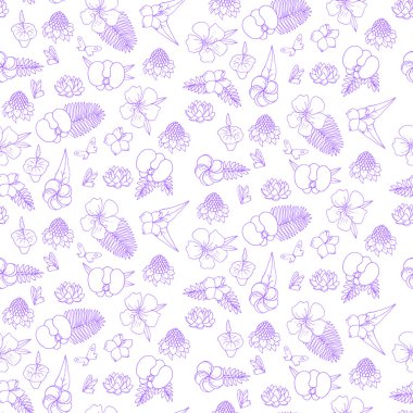 Tropik çiçeklerle kusursuz desen