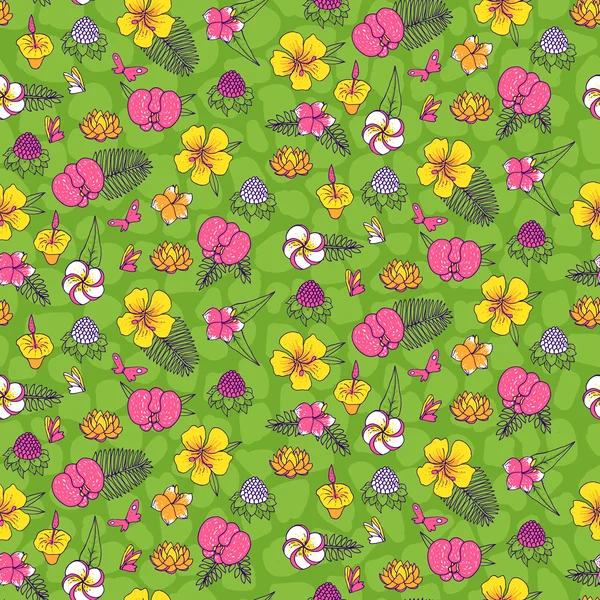 Patrón sin costura con flores tropicales — Vector de stock