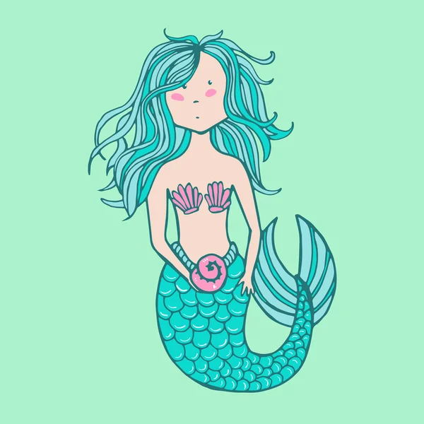 Little cute mermaid — Stock Vector