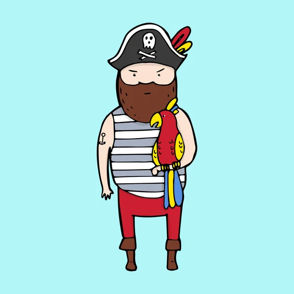 Schattig piraat in schets stijl — Stockvector
