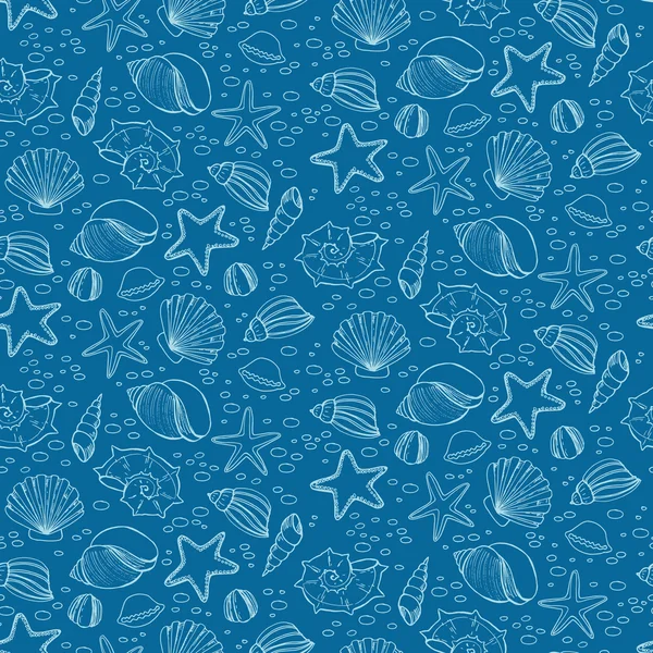 Patten sin costuras con conchas en estilo de boceto — Vector de stock