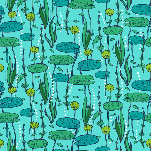 无缝模式水下植物和水 — 图库矢量图片