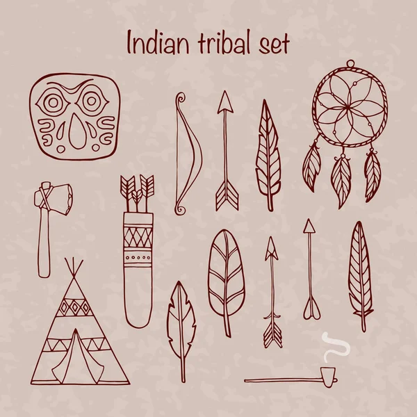 Conjunto de elementos tribales ofindianos — Vector de stock
