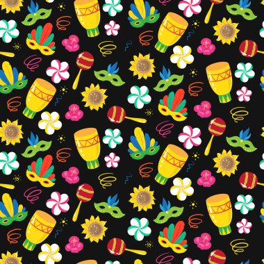 seamless pattern with brazilian carnival elements clipart