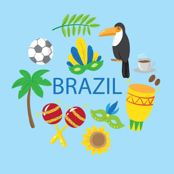 ブラジルの要素のセット. — ストックベクタ