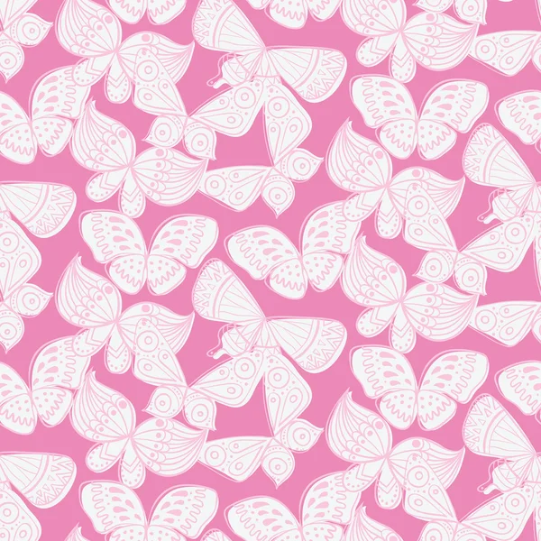 Seamless pattern with doodle stylize different butterflies — Stock Vector