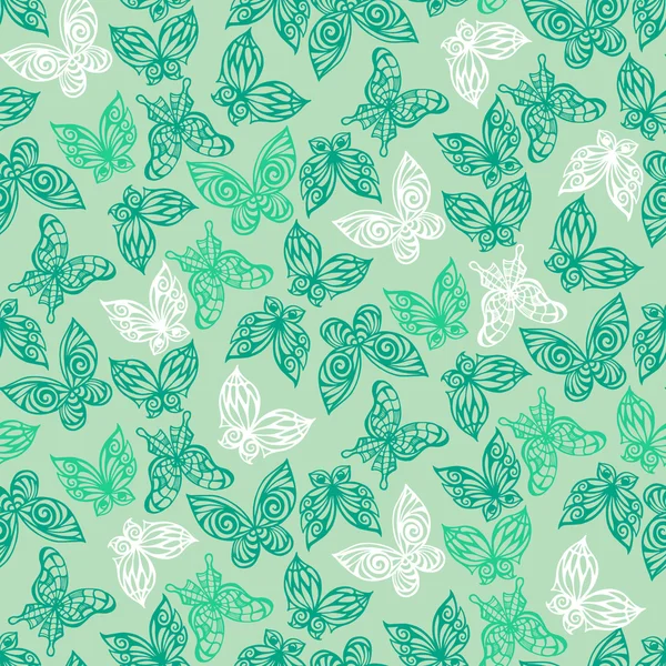 Seamless pattern with doodle stylize different butterflies — Stock Vector