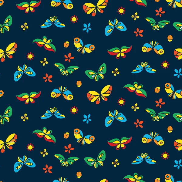Patrón sin costuras con mariposas estilizadas coloridas — Vector de stock