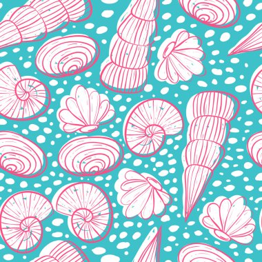 Farklı kabukları ile kesintisiz deniz desen