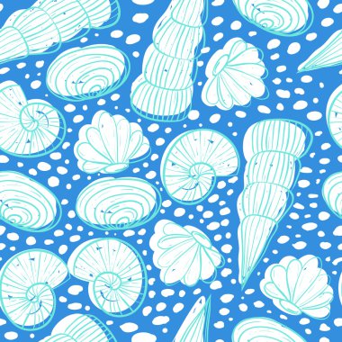 Farklı kabukları ile kesintisiz deniz desen