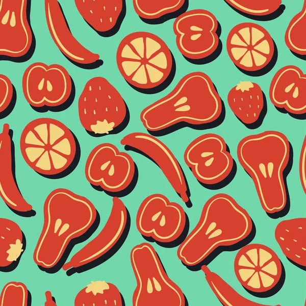 Nahtloses Muster mit unterschiedlichen Früchten — Stockvektor