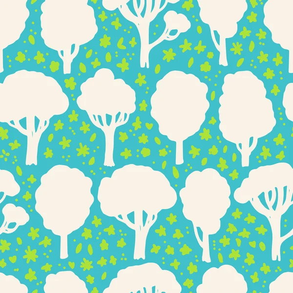 Seamless pattern with different trees — Stock Vector