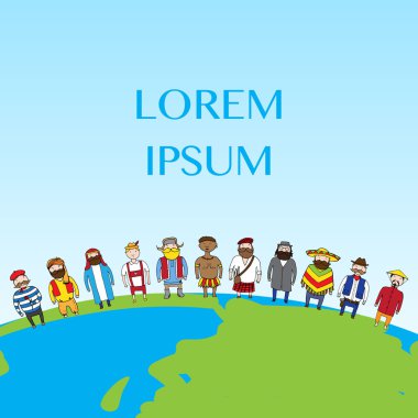 Farklı milliyet insanlar huzur içinde yeryüzünde ayakta